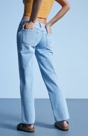 Light Blue Low Rise Straight Leg Jeans image number 4