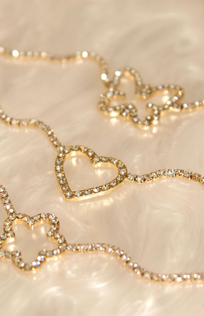 Frasier Sterling x PacSun Rhinestone Heart Choker Necklace