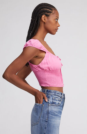 Smocked Button Down Top image number 3