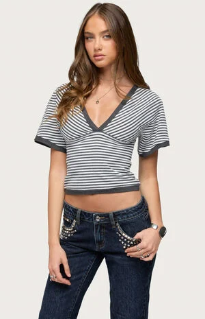 Primrosa Striped Flutter Top image number 1