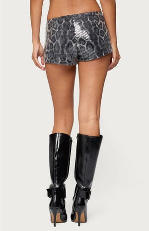 Sequin Leopard Printed Micro Shorts image number 3