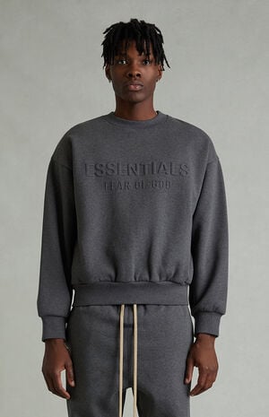 Charcoal Heather Embossed Classic Crew Neck Sweatshirt image number 2