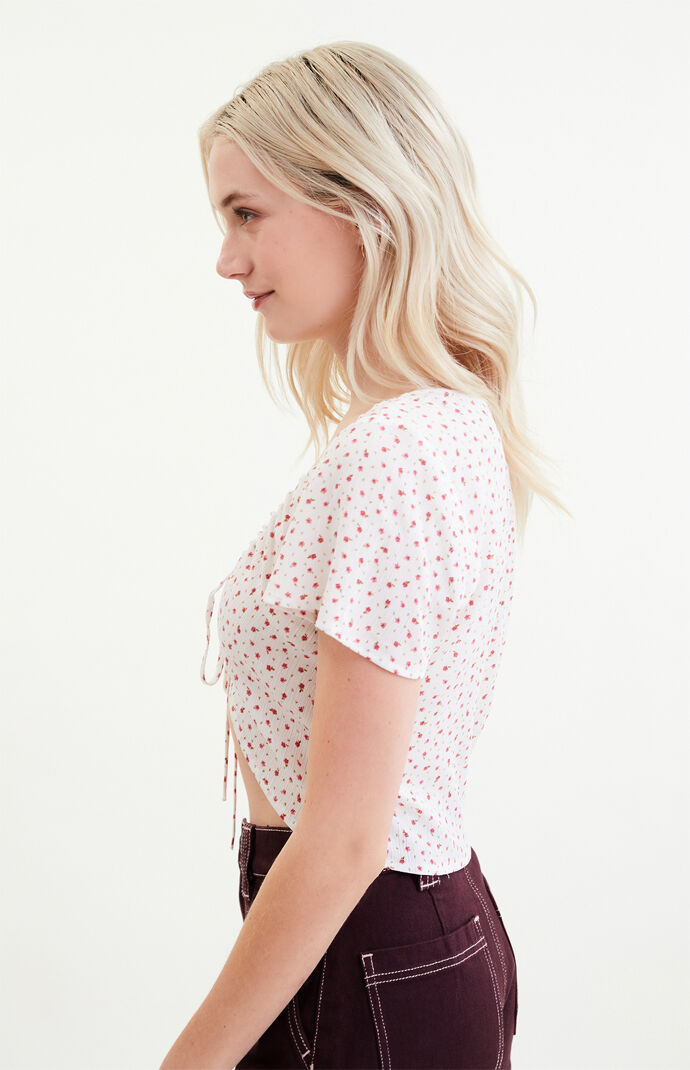 Floral Tie Front Top