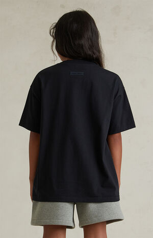 Kids Jet Black Classic Crew Neck T-Shirt image number 4