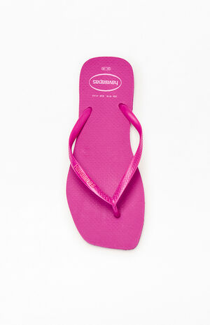 Women's Fuchsia Slim Square Flip Flop Sandals image number 5