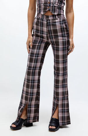 Brown Split Hem Flared Trousers image number 1