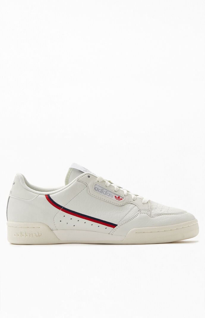 Adidas originals continental 80's trainers in off white and red hot sale