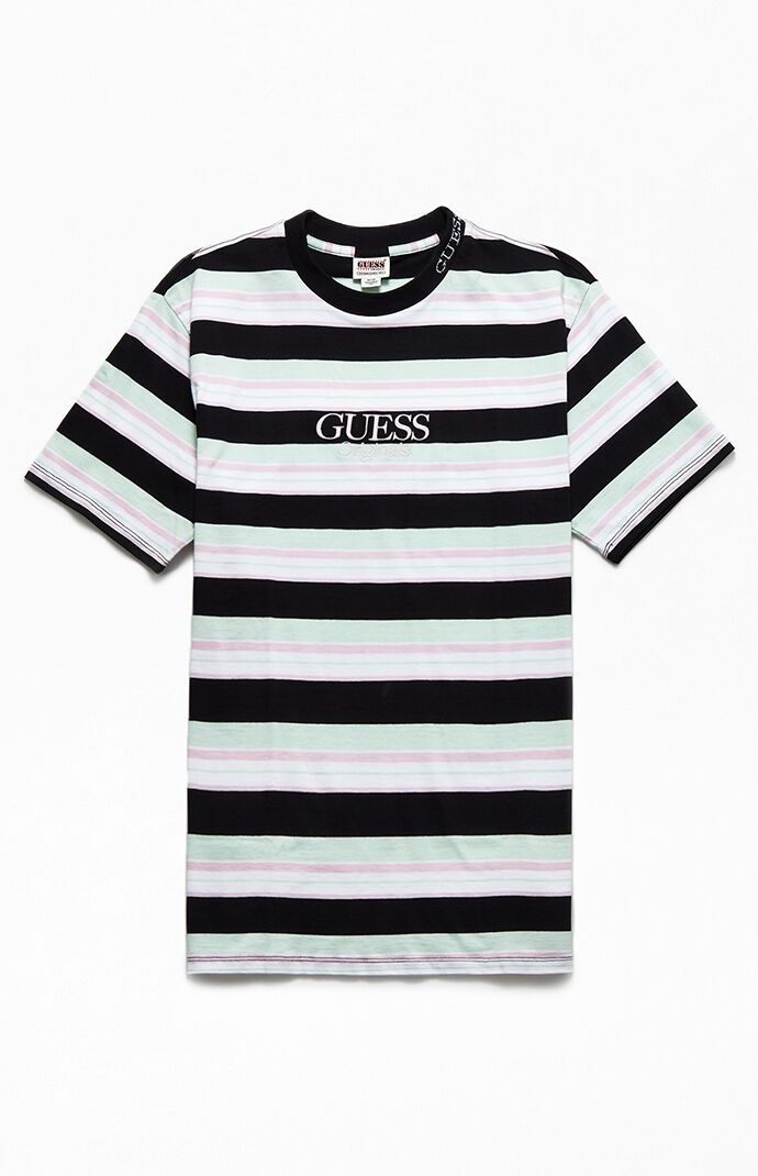 green striped guess shirt
