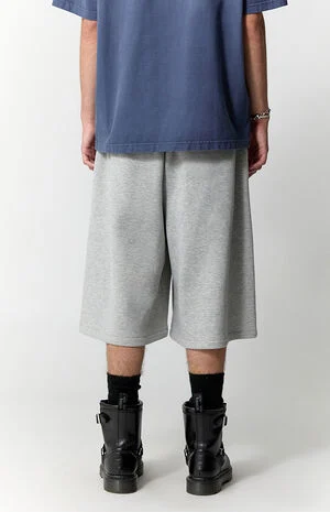 Heather Grey Fleece Ultra Baggy Sweat Shorts image number 4