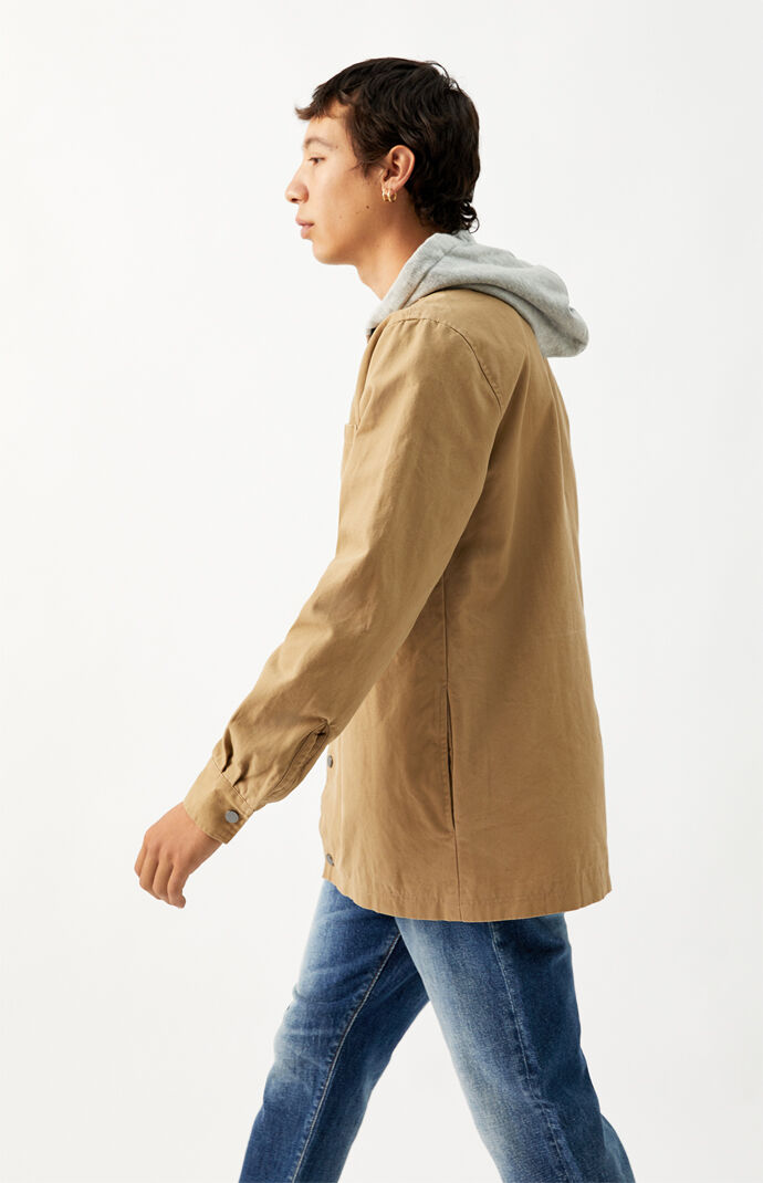 Tan Hooded Shacket