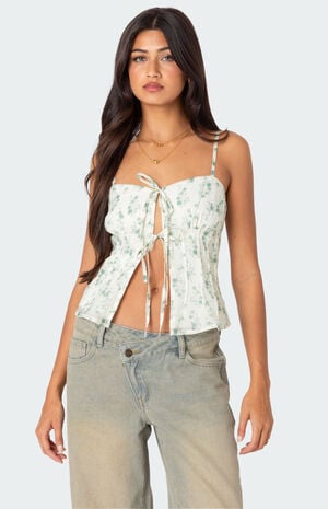 Malmo Printed Tie Front Top image number 1