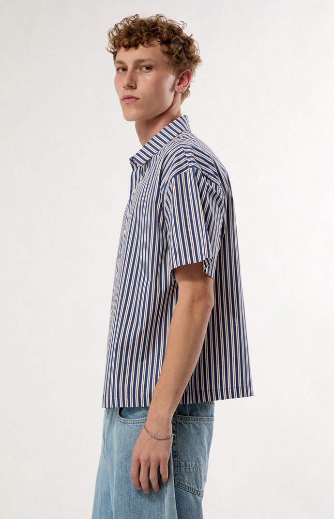 Pacsun Striped Boxy Short Sleeve Button Down Shirt