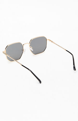 Gold Metal Rectangle Frame Sunglasses image number 2