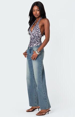 Alana Leopard Print Halter Bodysuit image number 4
