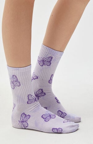 Tie Dye Butterfly Crew Socks image number 1