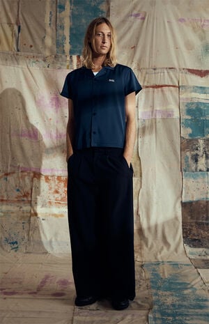 by Pacsun Navy Short Sleeve Camp Shirt image number 1