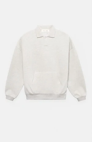 Oatmeal Heather Signature '90s Polo Sweatshirt image number 1