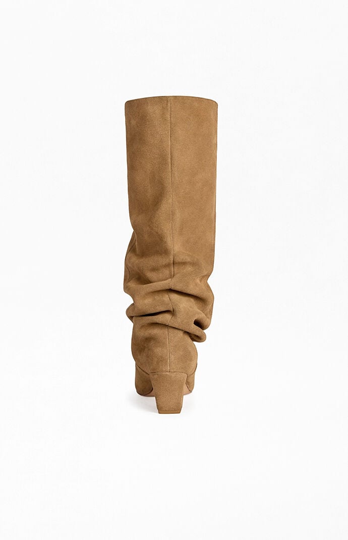 AZALEA WANG Women's Camel Leather Block Boots