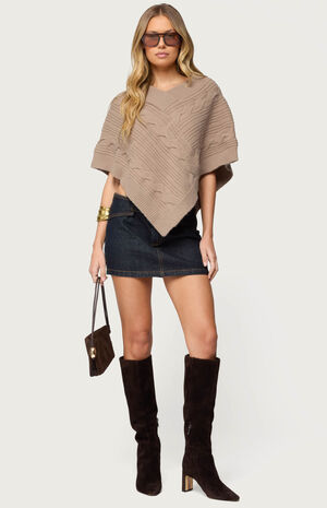 Vickey Cable Knit Poncho image number 5