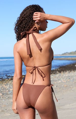 Brown Summer Side Tie Bikini Bottom image number 5