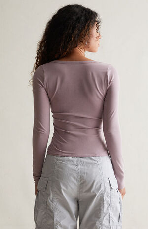Ashlee Notched Washed Henley Top image number 4