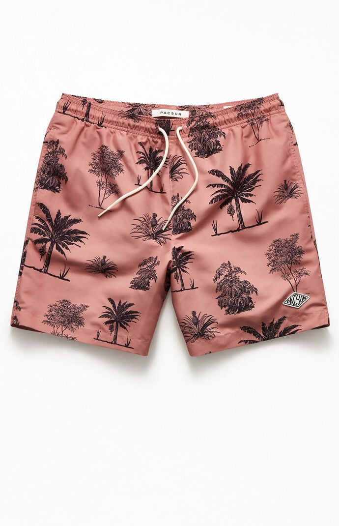 Vintage Palm Tree 17" Swim Trunks