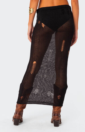 Britt Distressed Knit Maxi Skirt image number 5