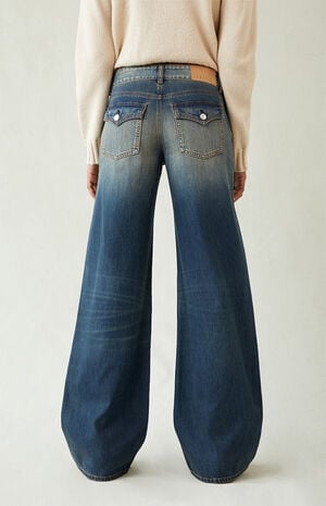 Casey Low Rise Baggy Jeans Button Pocket Dark Blue Tinted image number 4