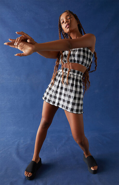 Gingham A-Line Mini Skirt