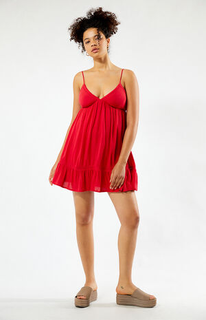 Trim V-Neck Babydoll Dress image number 4