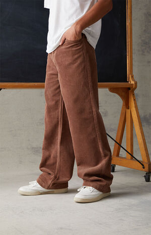 Brown Corduroy Baggy Cargo Jeans image number 4