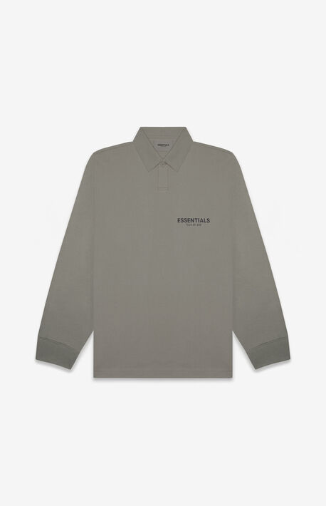 Essentials Cement Long Sleeve Polo Shirt