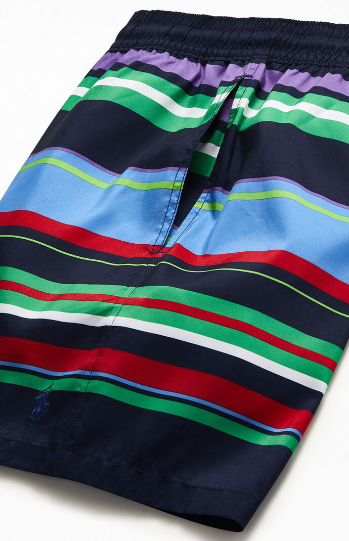 Recycled Bermuda Striped 18" Swim Trunks