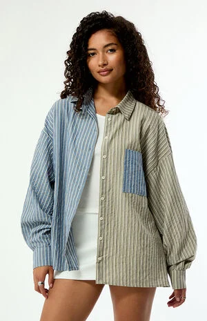 Swirl Striped Long Sleeve Button Down Shirt image number 1