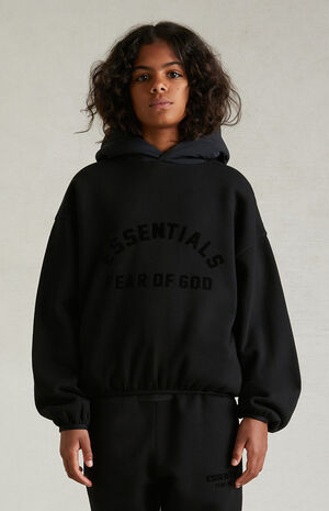 Essentials Black Nylon Fleece Hoodie image number 2