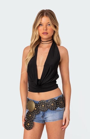 Deep Cowl Neck Open Back Top image number 5