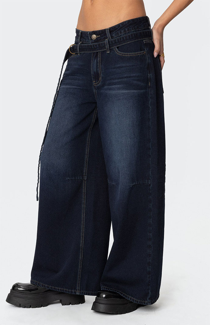 Edikted Super Baggy Belted Low Rise Jeans | PacSun