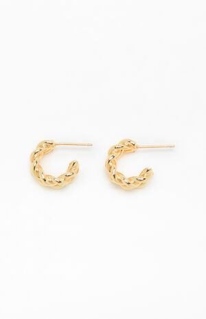 14K Gold Plated Braided Hoop Earrings image number 2