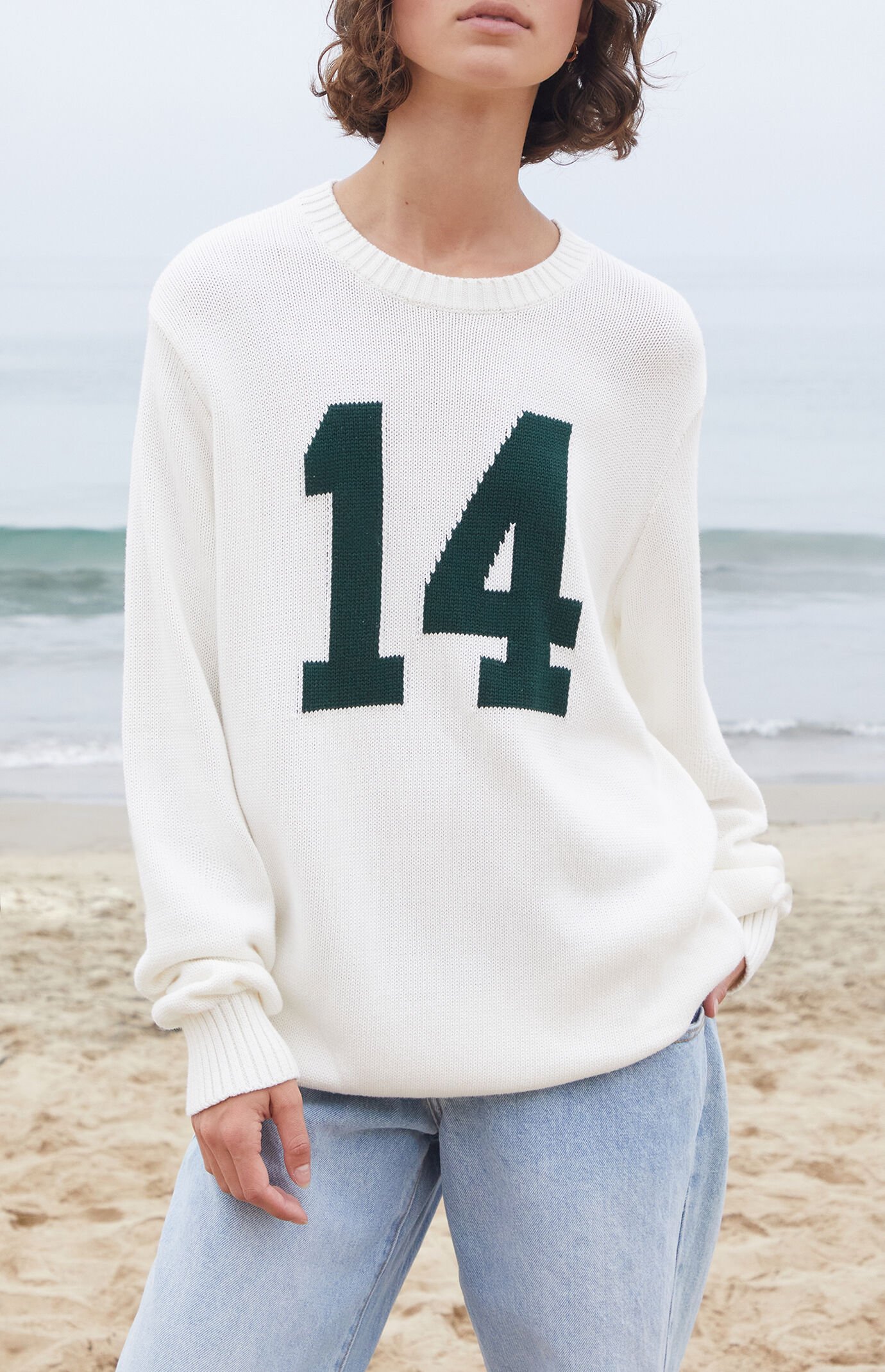 John Galt White & Green Nico 14 Sweater