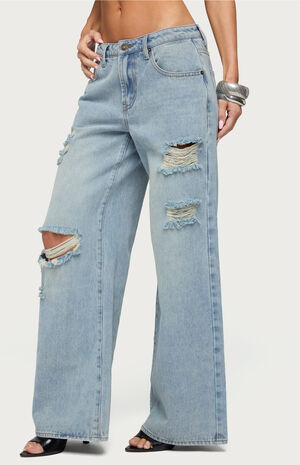 Ellah Distressed Low Rise Baggy Jeans image number 2