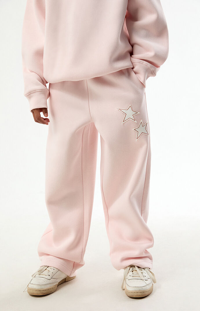Pacsun Kids Pink Star Applique Baggy Sweatpants
