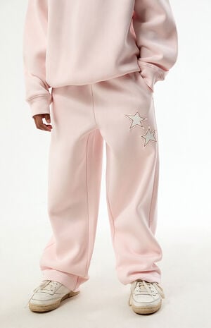 Pink Star Applique Baggy Sweatpants image number 1