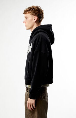 Black Tokyo Raw Applique Cropped Hoodie image number 2