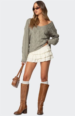 Inga Oversized Cable Knit Sweater image number 5