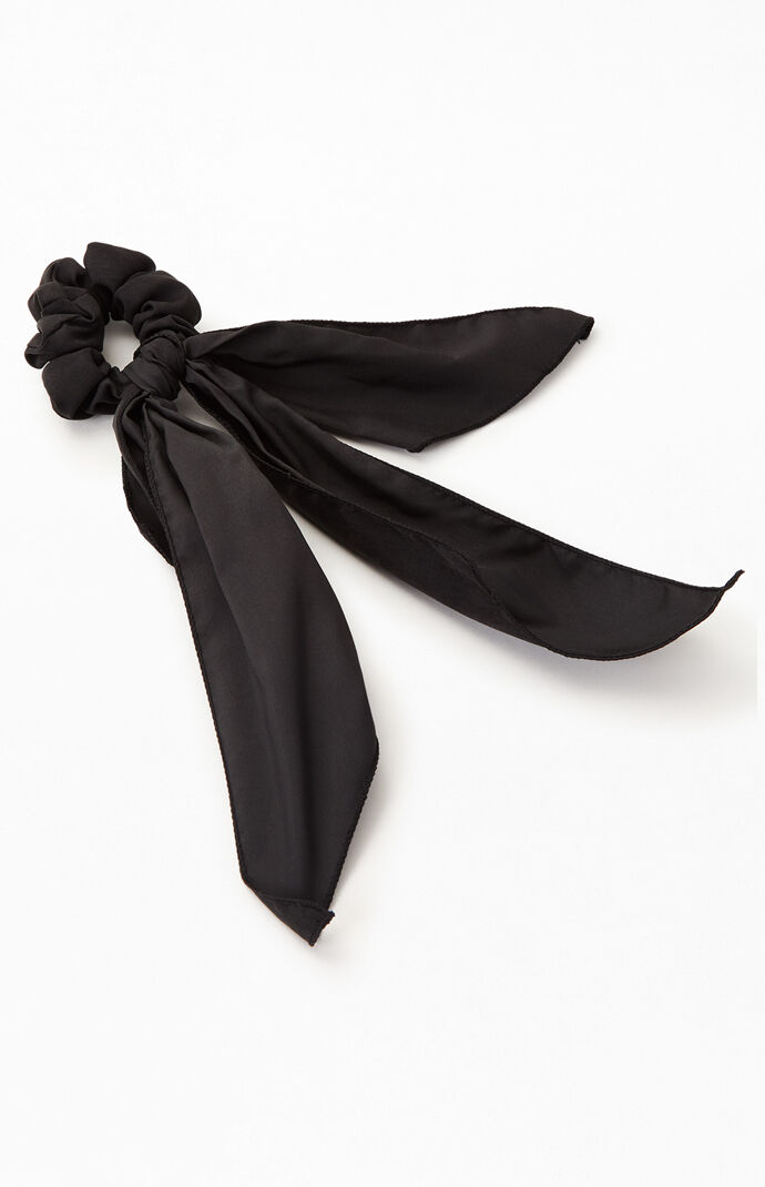 Black Washed Short Flowy Scrunchie