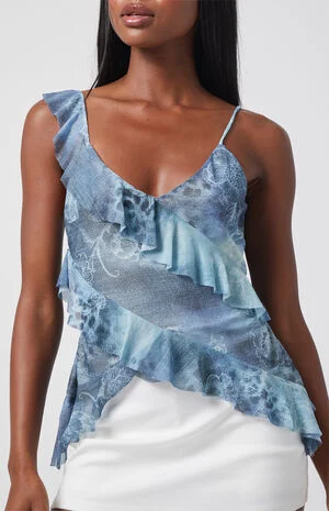 Josie Mesh Ruffle Tank Top image number 4