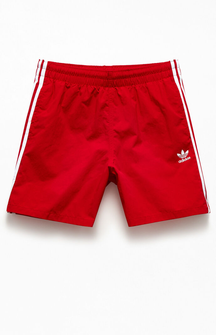 Recycled Red 3-Stripes 16" Swim Trunks