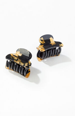 2 Pack Mini Tortoiseshell Hair Claw Clips image number 2