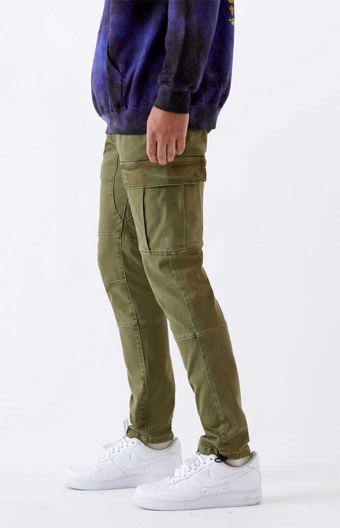green fitted cargo pants