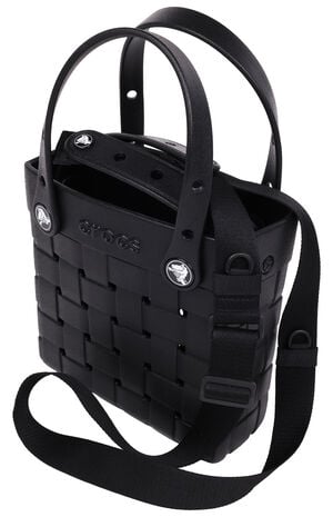 Black Small Woven Crocssbody Tote Bag image number 4
